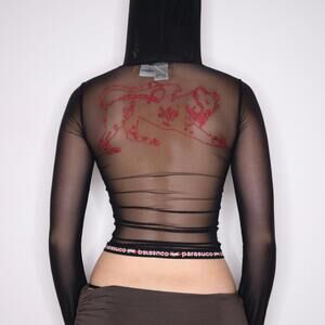 Y2K PARASUCO Black Mesh Hoodie (XS) 